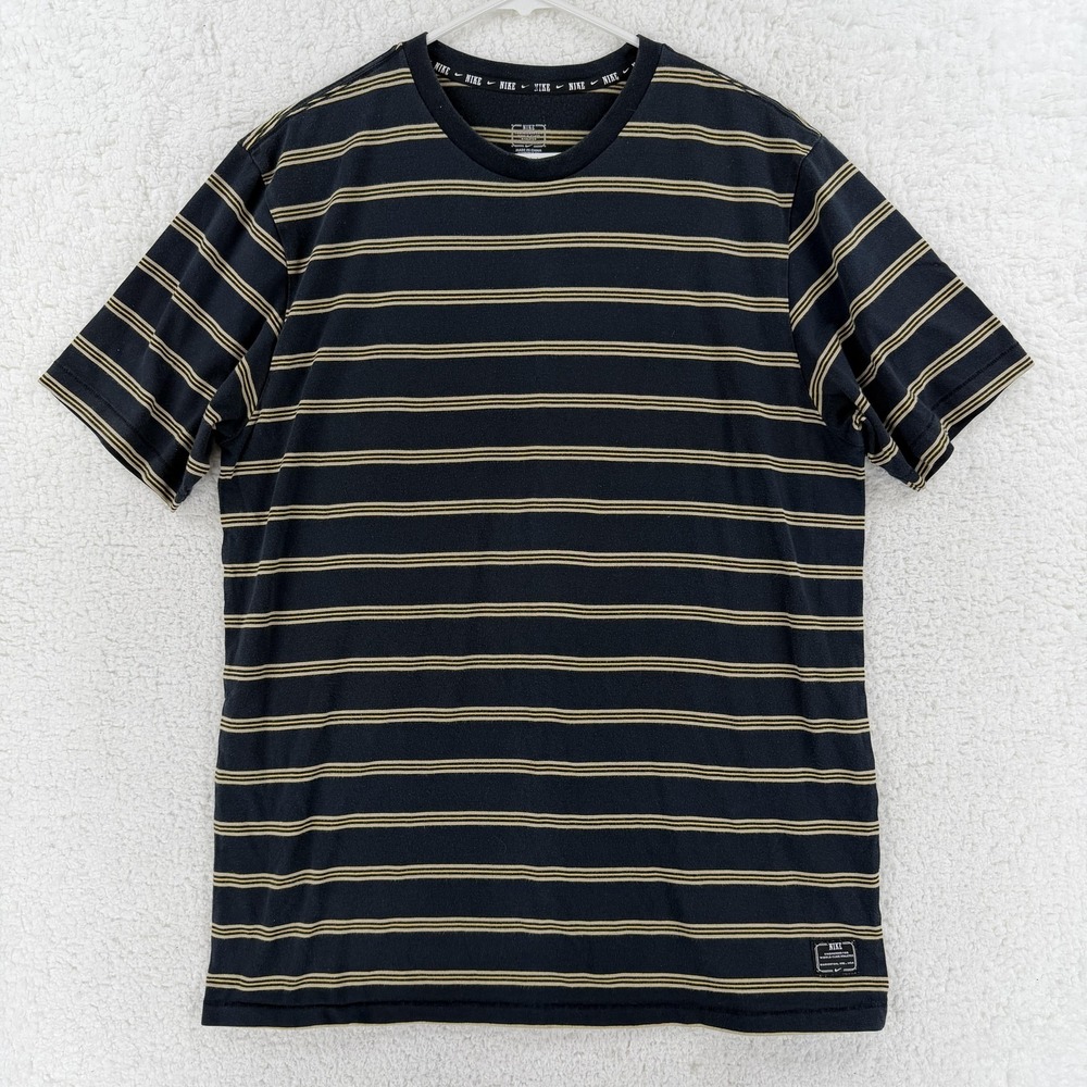 Nike Shirt Mens XL Blue Striped Dri-Fit Tagless Crewneck T-Shirt Athletic Tee‎